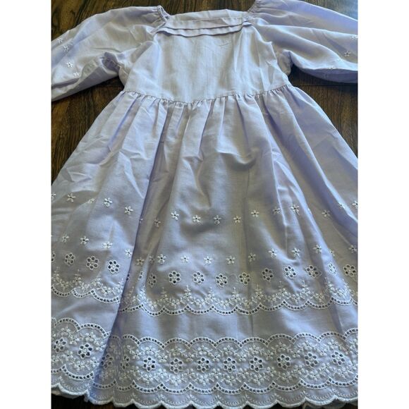 Vtg Love Sz 6? Girls Dress Eyelet Cotton Light Purple Prairie Cottagecore - Picture 3 of 11